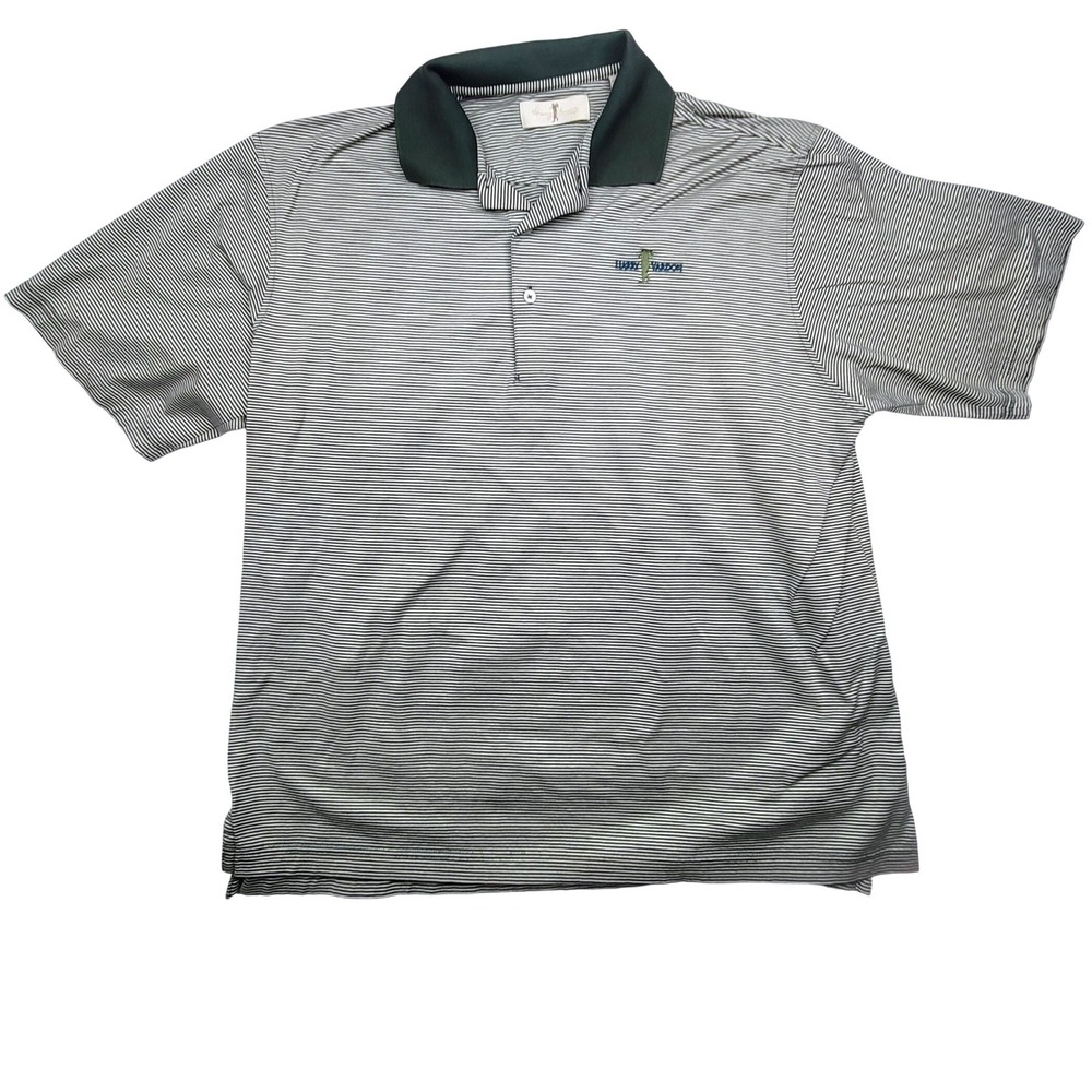 Harry Vardon Mens Green White Micro Stripe‎ Triple Mercerized Cotton Golf Polo L
